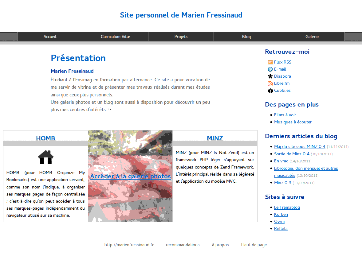 capture d’écran du site marienfressinaud.fr le 22 novembre 2011